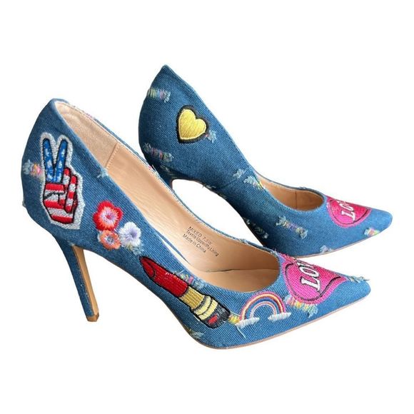 Penny Loves Kenny Blue and Pink Heart Heels - Picture 3 of 8